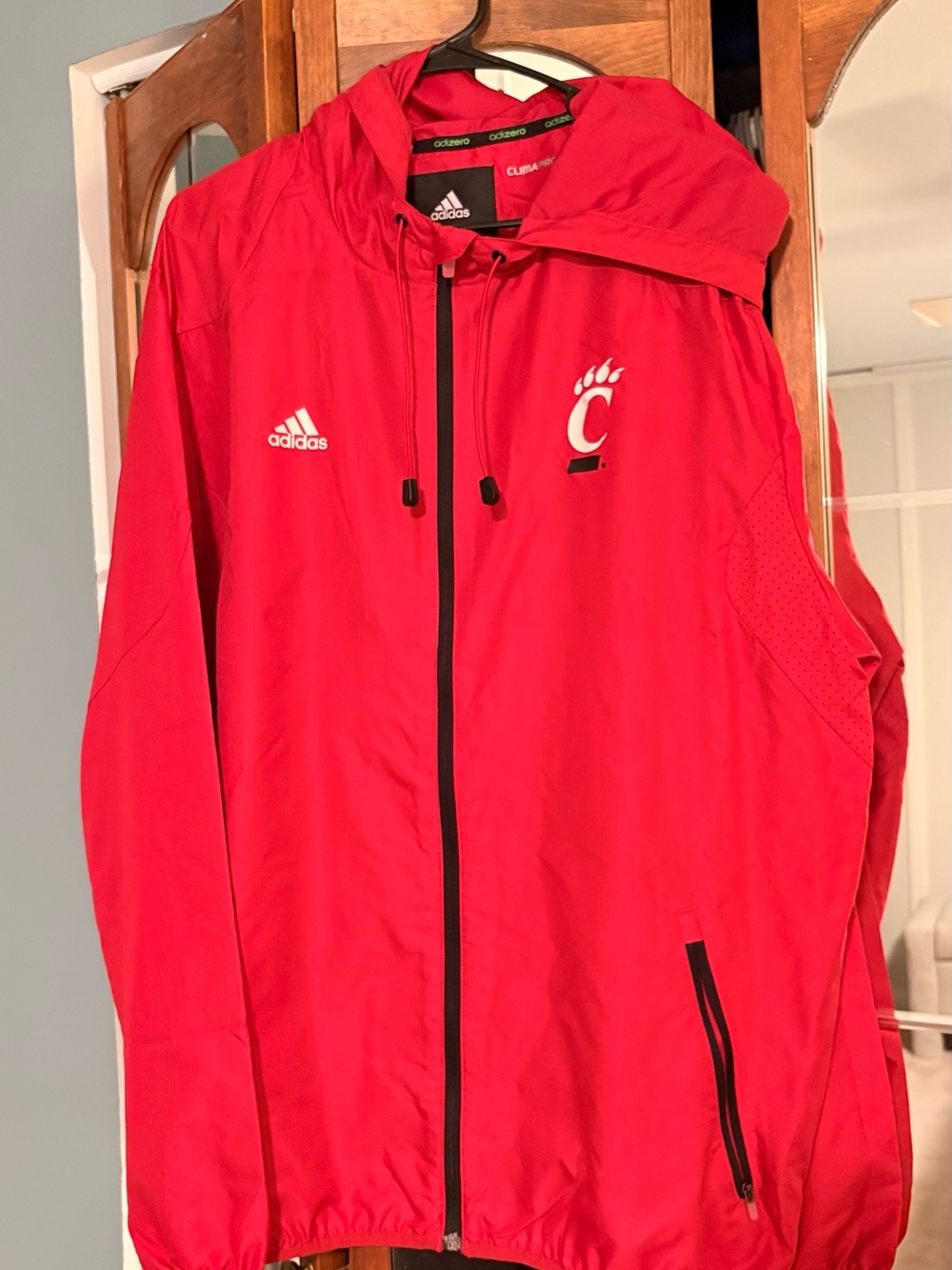 adidas Red Windbreaker Jacket with Hood